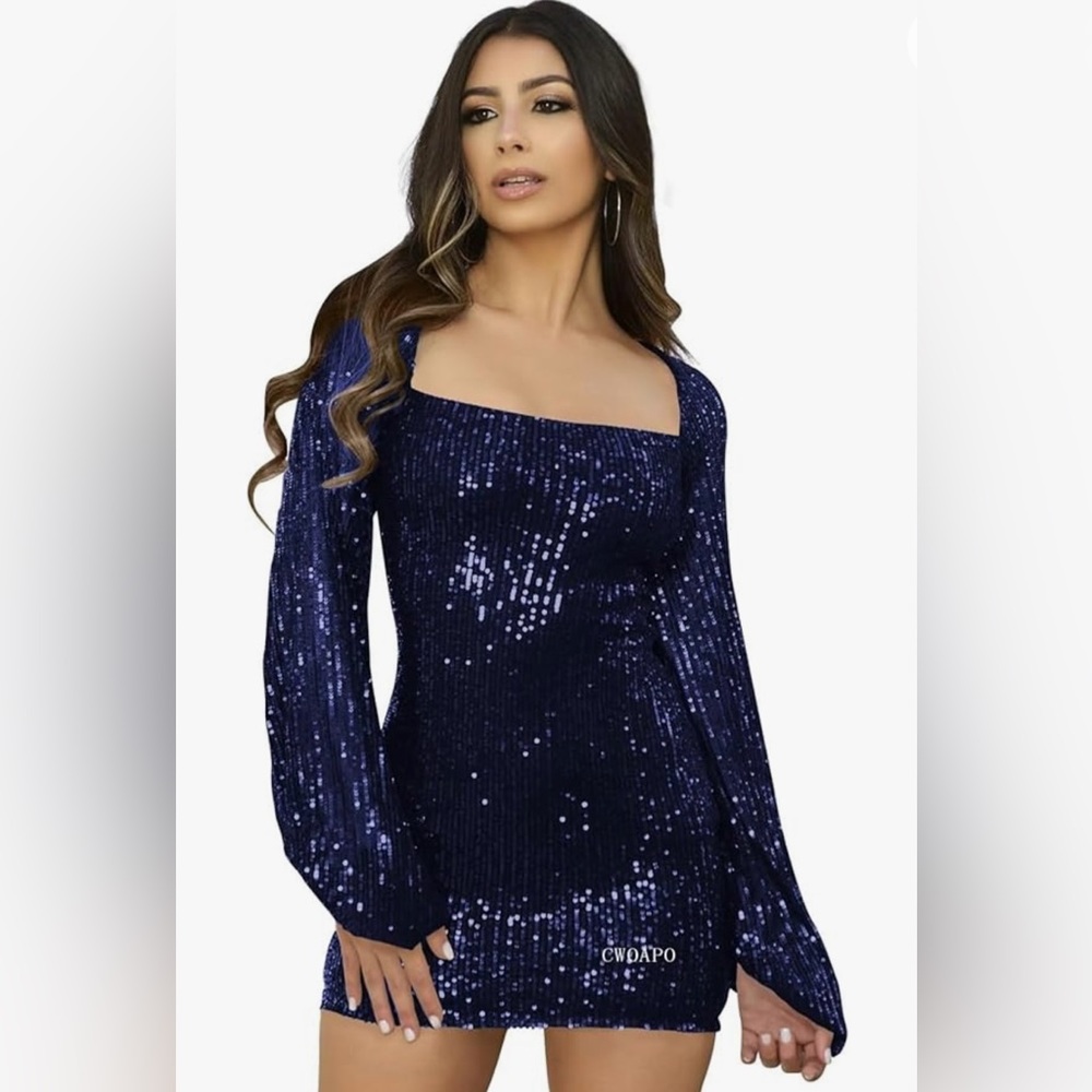 Navy sequined cocktail/formal dress, size 4